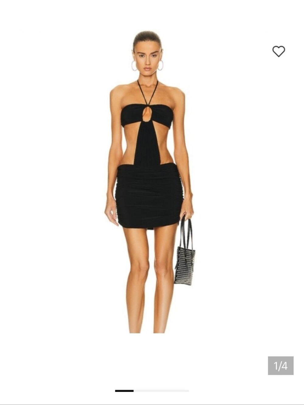 Norma Kamali Black Cutout Halter Mini Dress with Central Keyhole